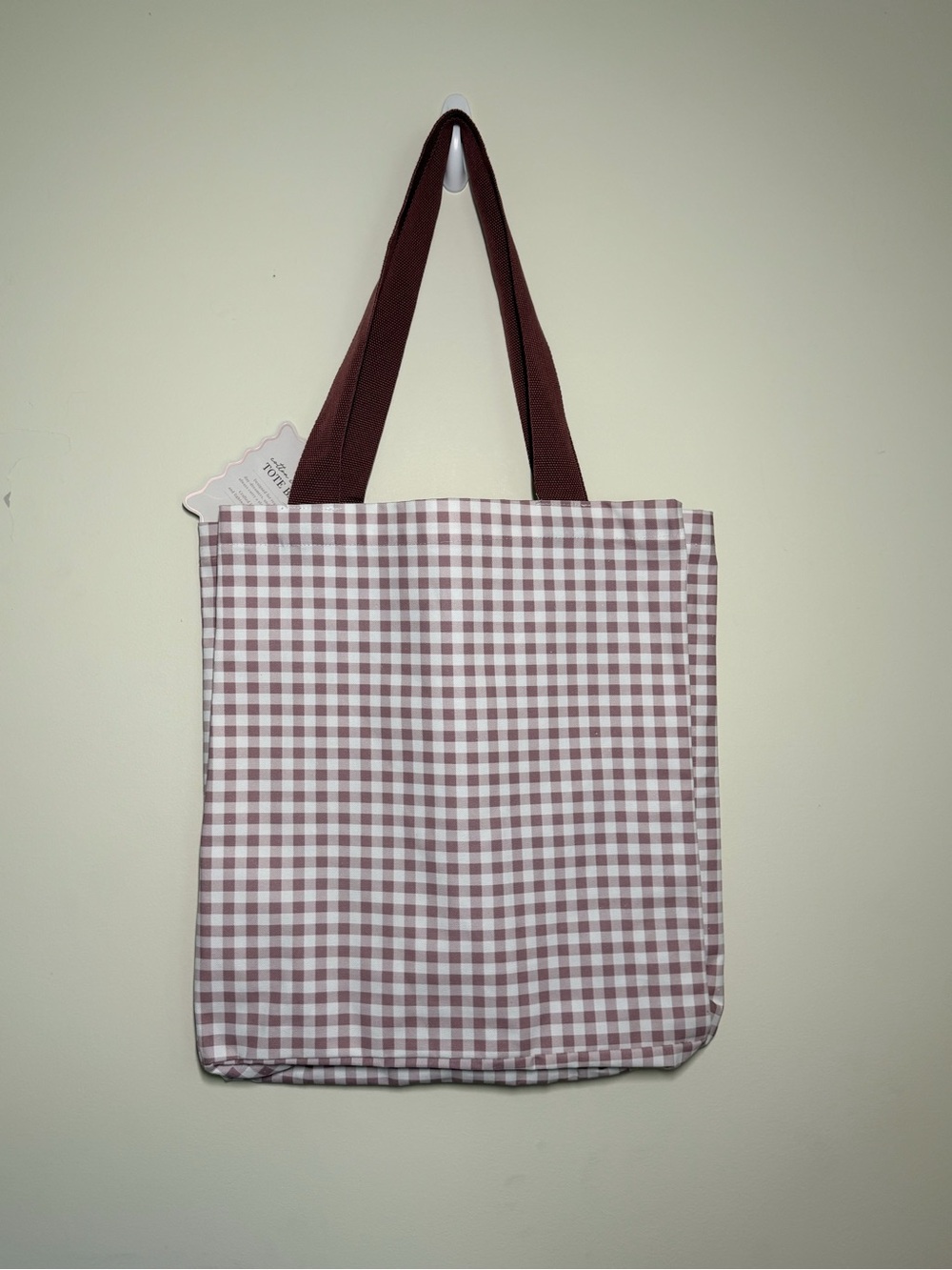 “In My Bookish Era” Canvas Gingham Tote Bag Embroidered - Picture 3 of 4